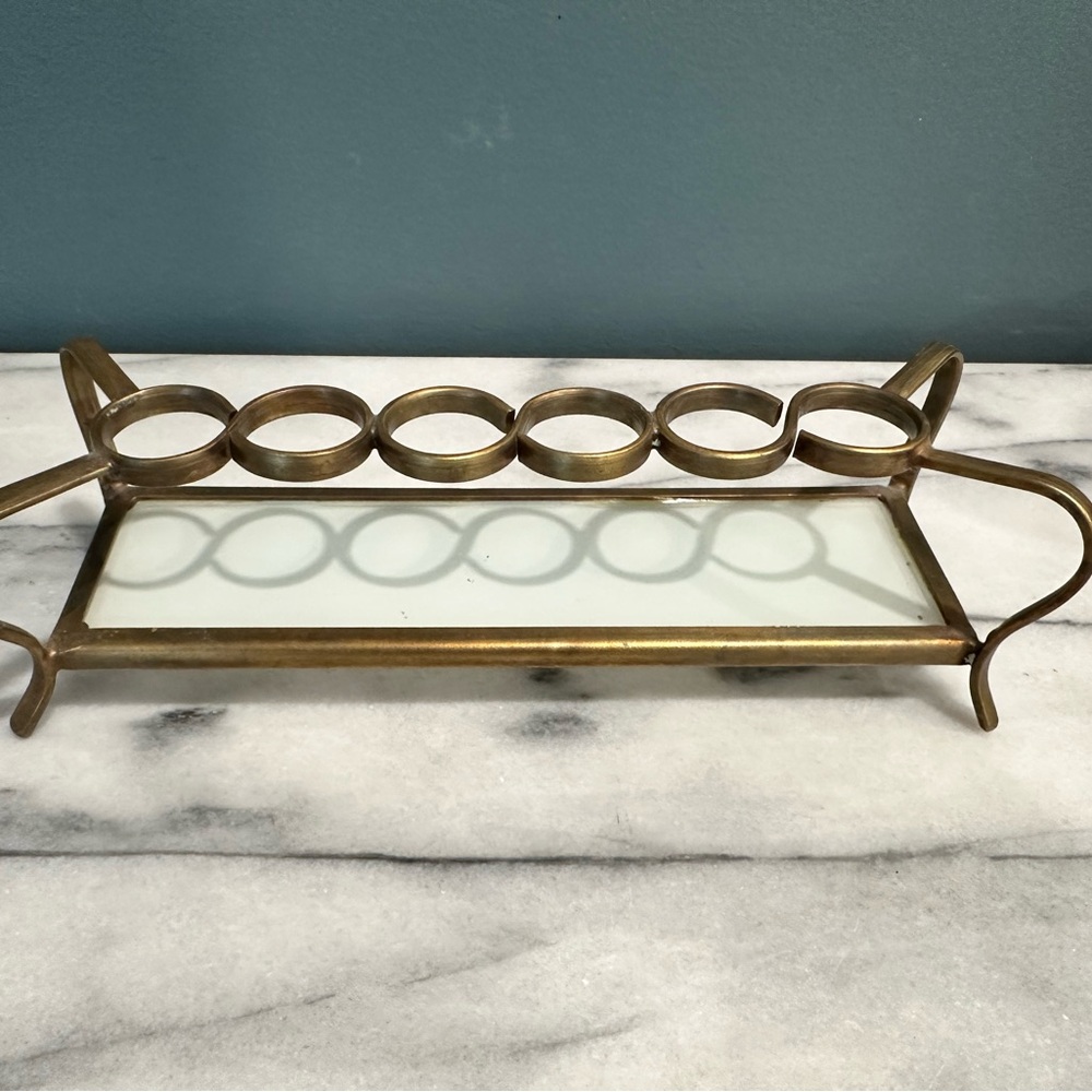 Anthropologie Gold Vanity Tray lipstick or lip gloss Accessory